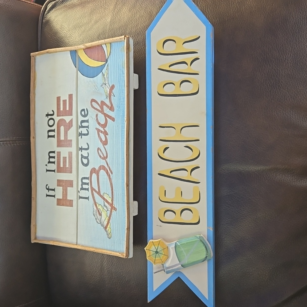 2 beach  signs